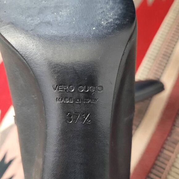 Roberto Del Carlo Black Leather Heeled Booties US 7.5 EU 37.5 Lace Up Designer - Picture 9 of 10